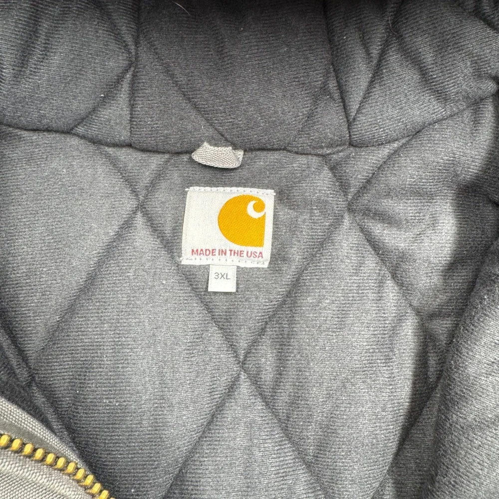 Carhartt J140GVL Active Jacket 3XL Gravel Gray Excellent Quilted Flannel USA
